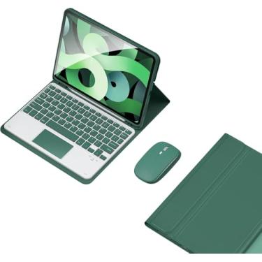 Imagem de Capa de teclado compatível para Samsung Galaxy Tab S9+/S9 FE+/S10+ 12,4 polegadas, trackpad de precisão e suporte de caneta S, capa fina destacável para Galaxy Tab S9 Plus (verde)