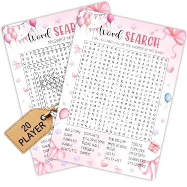 Imagem de Artigos para festa do pijama com tema de laço rosa Coquette - Cartão de jogos de festa do pijama rosa - Coquetinha de festa do pijama - Ideia criativa para jogos noturnos de aniversário - Pesquisa de