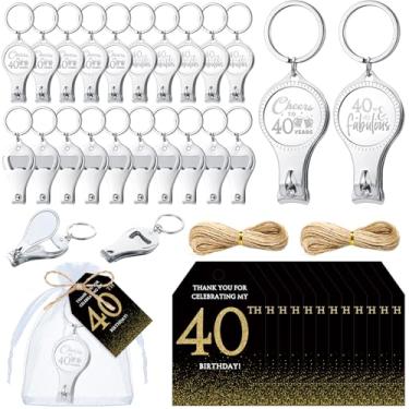 Imagem de Zeyune 50 conjuntos de lembrancinhas de festa de aniversário de 40 anos para convidados torcem aos 40 anos abridor de garrafas multifuncional cortadores de unhas com cartão de agradecimento sacos de