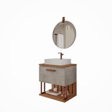 Imagem de Gabinete de Banheiro Duna 60 com Espelho Lua Cimento/Freijo - MGM