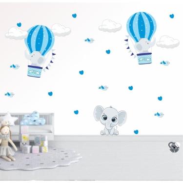 Imagem de Adesivo De Parede Infantil Elefante Balões Azul