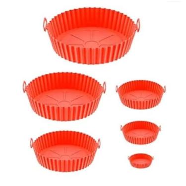 Imagem de Kit 6 Formas Air Fryer Tamanhos de Cestos Formas Assadeiras de Silicone para AirFryer Fornos Microondas Reutilizável Prático Fácil de Limpar Antiaderente Protetor Panelas Anti-gordura
