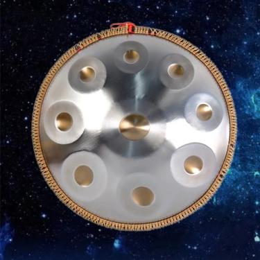 Imagem de Tambor etéreo, instrumento de tambor de aço, tambor etéreo, tambor de mão para adultos Handpan de aço, D menor para produção de áudio de ioga de concerto (9 notas 432Hz)
