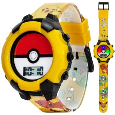 Imagem de Pokemon Relógio infantil de quartzo com pulseira de plástico, 16, Pokeball, amarelo, Relógio de quartzo
