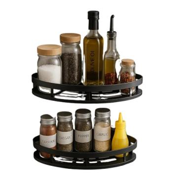 Imagem de Prateleira de Canto em L, Alumínio Preto, 2 Níveis, Multiuso para Banheiro e Cozinha, Autoportante, Capacidade 20kg