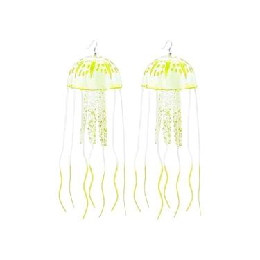 Imagem de Brincos de água-viva que brilham no escuro, exclusivos, estranhos, divertidos, fluorescentes, para mulheres, homens, acessórios de fantasia à prova d'água para eventos noturnos de raves festivais