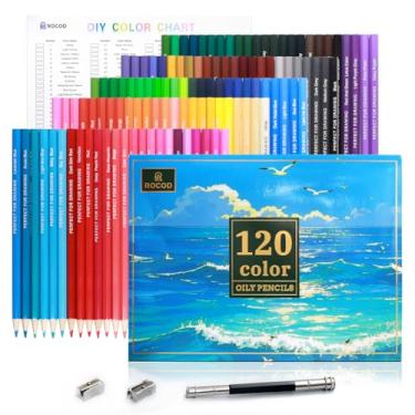 Imagem de ROCOD Conjunto de 120 lápis de cor profissionais para colorir para crianças e adultos
