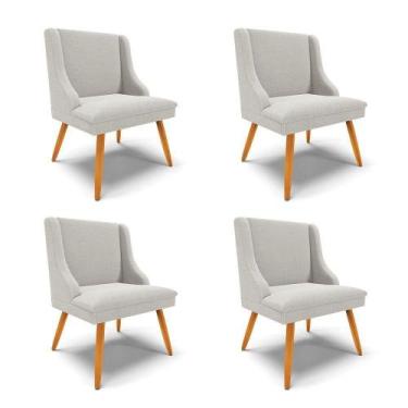 Imagem de Cadeira Sala De Jantar Pé Palito Castanho Kit 4 Liz Bouclê Cinza D03 -