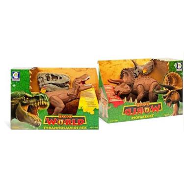 Imagem de Kit Dinossauros Triceratops e Tiranossauro com som - diversão garantid