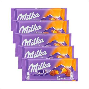 Imagem de Kit 5 Chocolate Milka Caramelo 100g Importado
