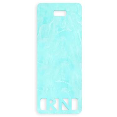 Imagem de Crachá RN estendido Buddy Vertical Bonito Registrado Amigo Colorido e Glitter Acrílico RN Cartão Tamanho Perfeito para ID de Enfermagem Estendida (Mint Clouds)