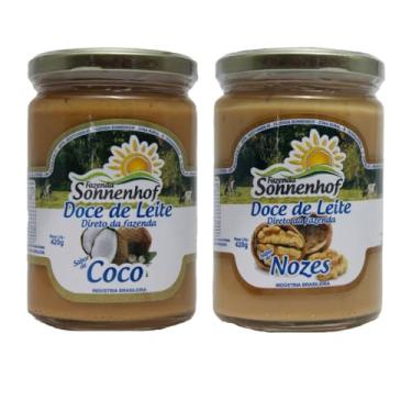 Imagem de Doce de Leite Cremoso Pastoso - 1 com Coco + 1 com Nozes 420g cada - Fazenda Sonnenhof