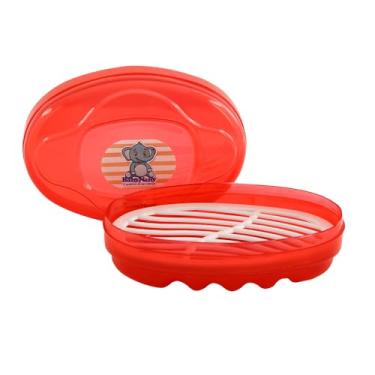 Imagem de Saboneteira Infantil Com Tampa Para Bebê Estampada, Core Vermelho, Recipiente de Armazenamento de Líquidos