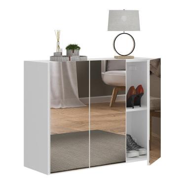 Imagem de Sapateira 3 Portas Com Espelho Nina Multimóveis V6020 Branca Branco