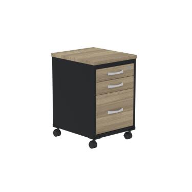 Imagem de Gaveteiro Volante 3 Gavetas Gvps03p25tub Noce Naturalle/preto