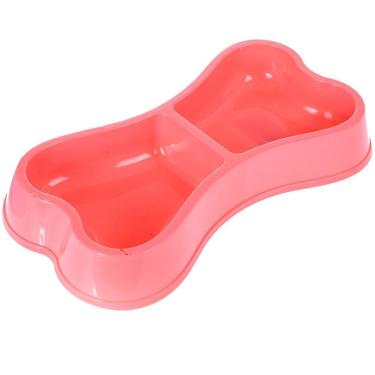 Imagem de Comedouro Osso Duplo 24x13x3,5cm 150ml Rosa