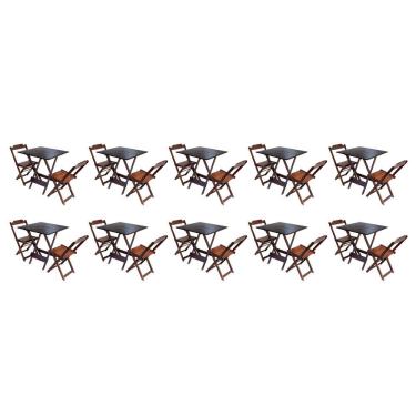 Imagem de Kit 10 Jogos De Mesa Dobravel Com 2 Cadeiras De Madeira 70x70 - Imbuia