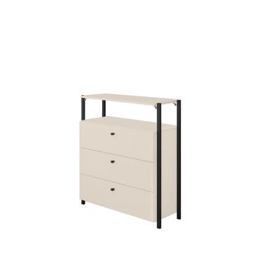Imagem de Cômoda Metalic Off White/preto 3 Gavetas Móveis Estrela