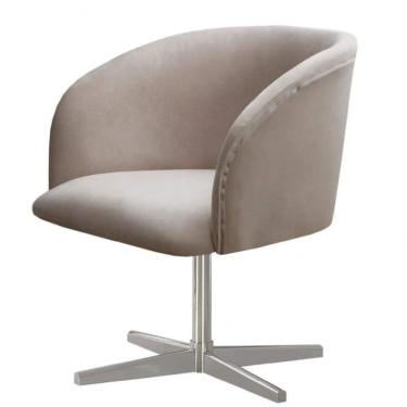 Imagem de Poltrona Decorativa Atenas Pé Giratória Cromado Bege