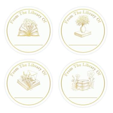 Imagem de Adesivos de design de nome de livro de 5 cm Kraft da Biblioteca de Adesivos Folha de Ouro Etiquetas de Amantes de Livros Escritos à Mão Placas de Livro para Material Escolar Nome de Criação de Livros