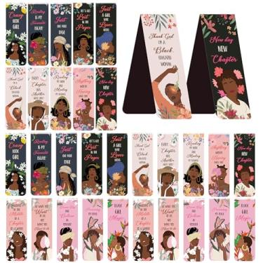 Imagem de Marcadores de livro inspiradores para meninas negras: 30 peças de clipes florais magnéticos, citações empoderadoras e marcadores de livros fofos para leitura, presentes atenciosos para mulheres e