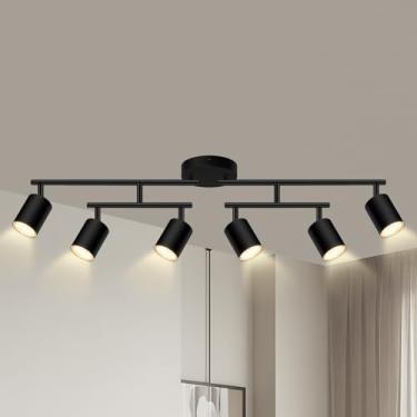 Imagem de AUQUEE Luminárias De Teto Com 6 Trilhos, Cozinha Preta Fosca Cabeças Giratórias, Postes Modernos, Luzes Led Sopt Modernas Para Cozinha/Corredor, Sem Lâmpada Gu10