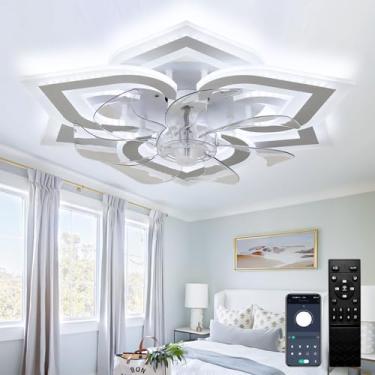 Imagem de CLAIRDAI Ventiladores De Teto 21,8'' Com Luzes, Ventilador Moderno Perfil Baixo, Regulável, Montagem Embutida, Controle Remoto Led Para Quarto E Sala Estar