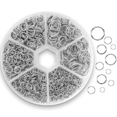 Imagem de Vukasi Conjunto De 1100 Argolas Abertas, Anéis Prata, Conectores Aço Inoxidável Para Fazer Joias, Pulseiras, Brincos E Colar (4/5/6/7/8/10 Mm)…