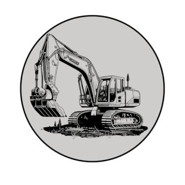 Imagem de Adesivo Decorativo Redondo Tema Retro-Escavadeira, 5 cm (RT3)