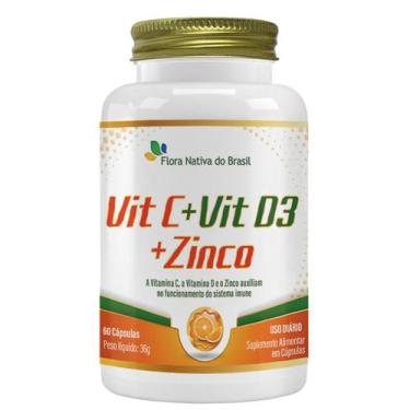 Imagem de Vitamina C D3 Zinco Flora Nativa  60 Cápsulas  Suplemento Imunidade - 