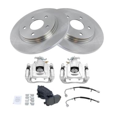 Imagem de TRQ Kit de pastilha de freio e rotor semimetálico compatível com Chrysler Town & Country Dodge Grand Caravan 2011-2012 Ram C/V Volkswagen Routan