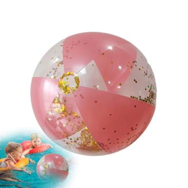 Imagem de Bolas de Praia | Bola De Praia Inflável Transparente Com Glitter | Brinquedos De Decoração Reutilizáveis E Atividades Para Bebés, Crianças E Adultos, Jogos Ao Ar Livre De Verão, Festas, Aniversários E