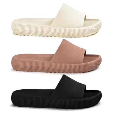 Imagem de Kit 3 Chinelo Nuvem Feminino Ortopedico Anatomico Macio Leve (Preto/Branco/Marrom, BR, Adulto, Faixa Numérico, 35, 36)