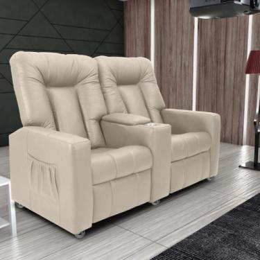 Imagem de Poltrona Reclinável 2 Lugares Kassel material sintético Bege - CASA H