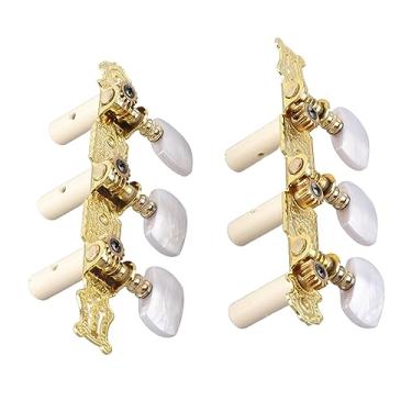 Imagem de Generic Cabeças de Máquinas de Guitarra Clássicas, Fácil Instalar Guitarra Tuning Pegs Durável Engrenagens Internas Pesadas Botão Branco para Instrumentos Musicais
