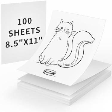 Imagem de Papel térmico, papel para impressora térmica 21 x 27 cm para impressora térmica portátil A4 e outras impressoras de letras dos EUA, perfurado, impressão contínua dobrada, 100 folhas