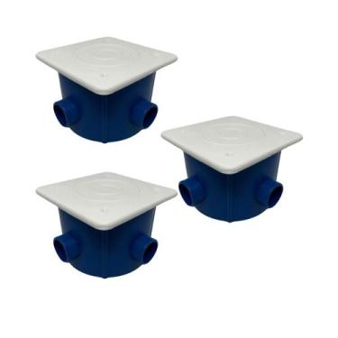 Imagem de Kit com 3 caixas de passagem redonda com tampa plastica  vivaclor