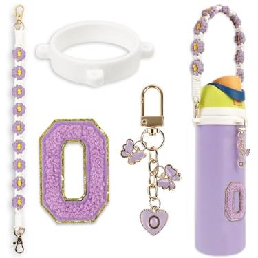 Imagem de Conjunto de pingentes de letras fofas compatível com garrafa de água Owala 680 g, 946 ml, 1,13 g, Owala Kids, copo de café Owala FreeSip – Inclui alça de alça, para acessórios Owala & Stanley Cup