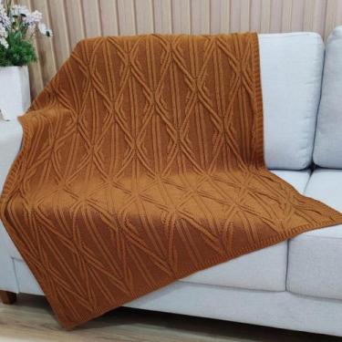 Imagem de Manta Sofa Trico Decorativa 150x90cm Usufruto Tricot c2, COGNAC