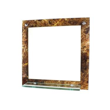 Imagem de Espelho Banheiro Prateleira 40Cm X 40Cm Mármore Imperador