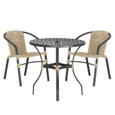 Imagem de 02 Cadeiras Floripa E Mesa Roma 100cm Preta Trama Original Rami