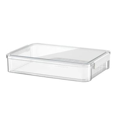 Imagem de Caixa de armazenamento de identificação transparente Organizador de documentos plásticos transparente com tampa de trava para o escritório da família Office Essential Organization
