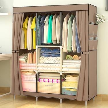 Imagem de Armário De Armazenamento Simples Moderno E Simples à Prova De Poeira Do Guarda-roupa Da Tubulação De Aço Do Guarda-roupa Do Conjunto Fácil, A, 106 * 45 * 158cm