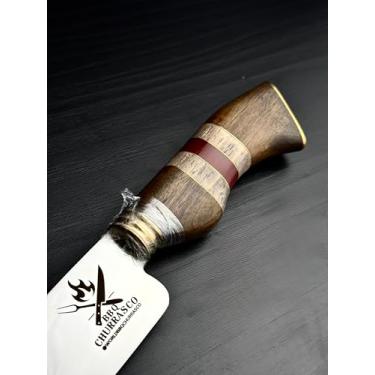 Imagem de Faca para Churrasco Premium, Ponta Fina, Lâmina em Aço Inox 2mm, Cabo em Madeira e Resina (7, 10")