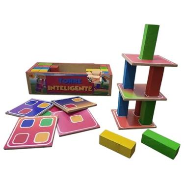 Imagem de Brinquedo Educativo Pedagógico Em Madeira Torre Inteligente