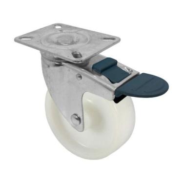 Imagem de Roda rodízio giratório freio nylon inox 4 polegad 100mm 90kg - AJAX