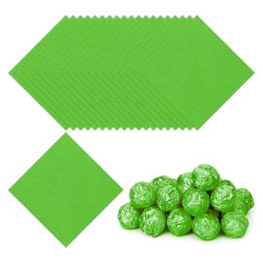 Imagem de PATIKIL Embalagens de doces de 7 x 7 cm, 200 peças de papel de embrulho de chocolate para decoração de doces caseiros de caramelo faça você mesmo, embalagem de bolo de chocolate, verde escuro