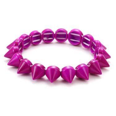 Imagem de Xanight Pulseira elástica pontiaguda, punho estilo punk arco-íris neon, 15 cm, liga metálica, Medium, Zinco, Sem Pedra Preciosa