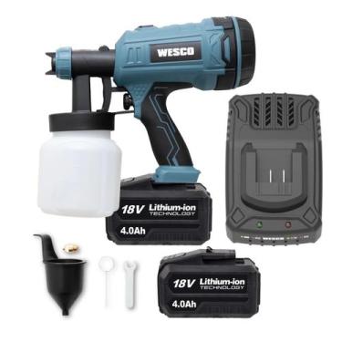 Imagem de Pistola Pintura Sem Fio Profissional + 2 Bateria 4ah E Carregador 18v 