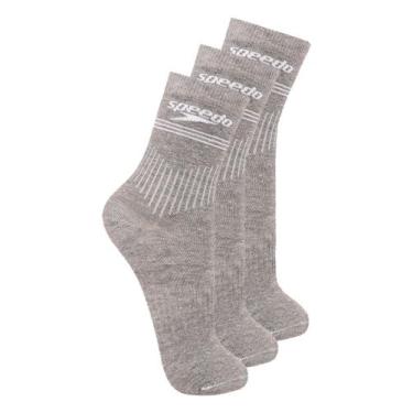 Imagem de Kit com 3 Pares de Meias Esportiva Cano Médio Speedo 8030, Cinza, 39-4